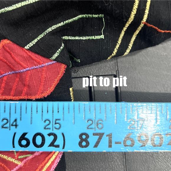 Chico's Jacket Women's 3 (XL/16) Black Red Floral Embroidery Art-To-Wear Blazer - Picture 5 of 7